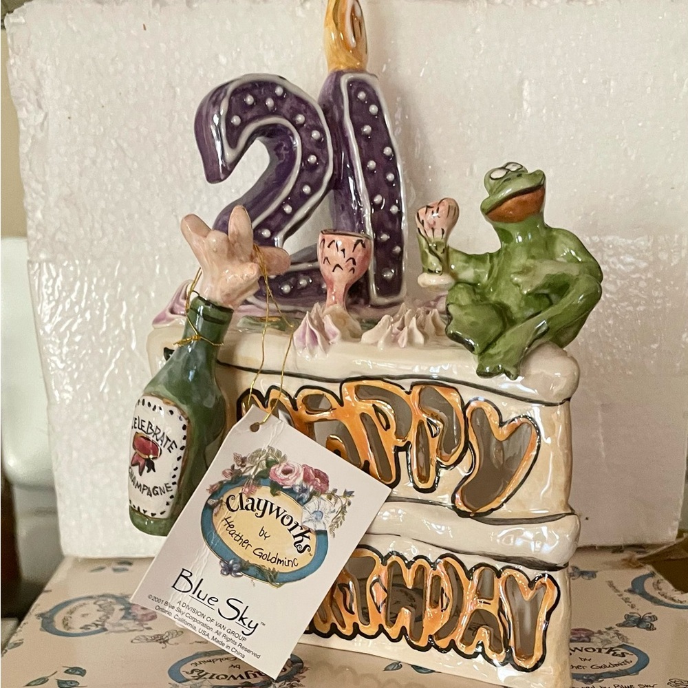 NWTw/Box Blue Sky T-Lite Happy Birthday 21 Cake Topper!